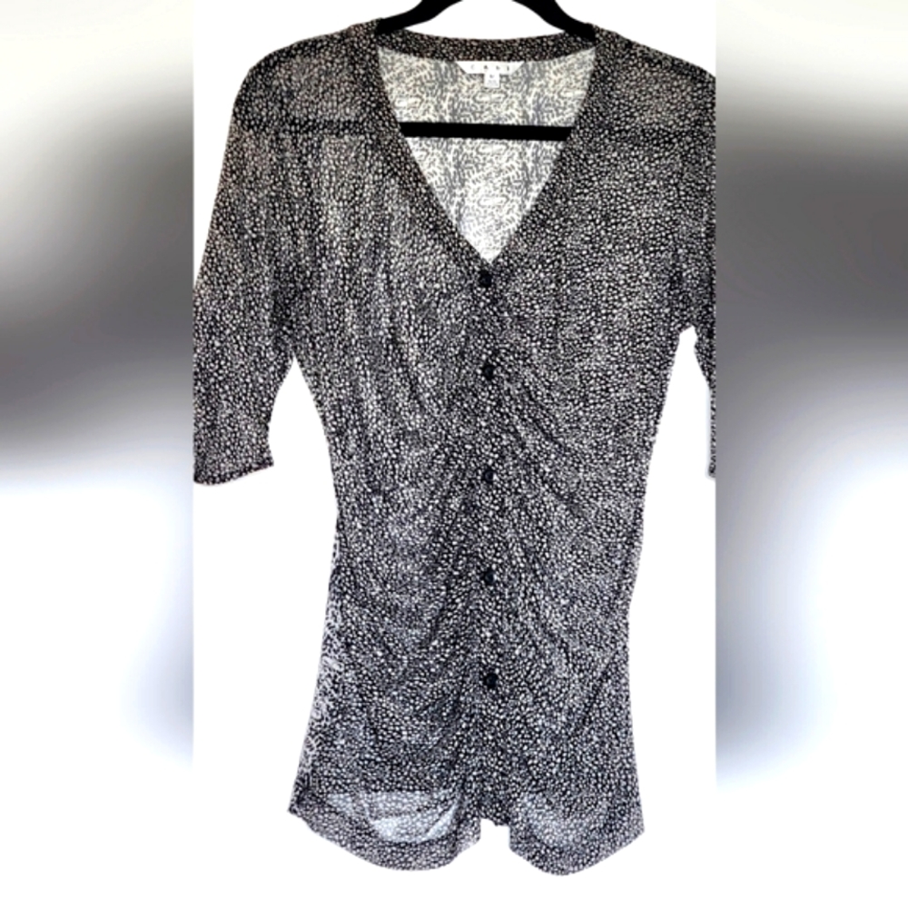 Cabi #241 Gathered Placket Sheer Blouse M